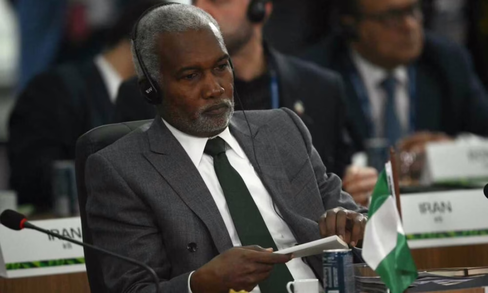 Man in suit at international conference